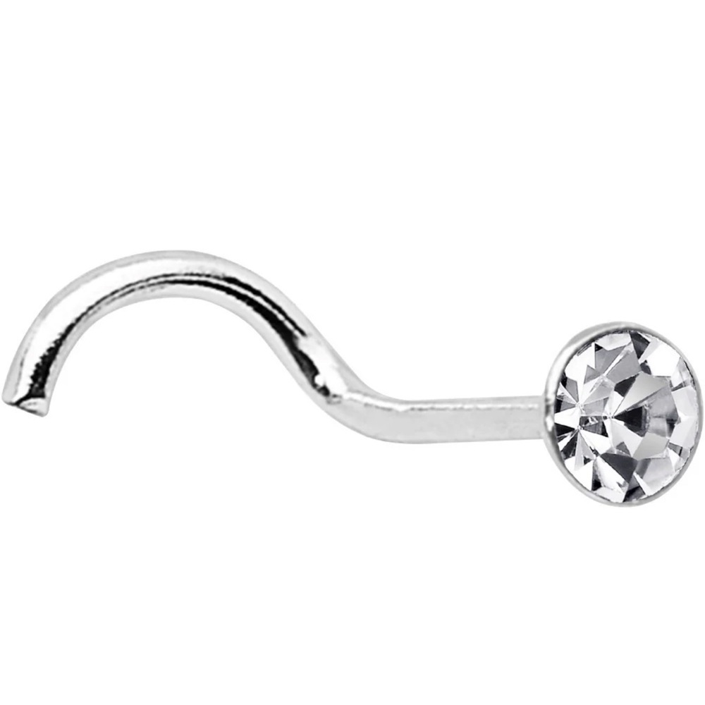 Body Candy 22G Hypoallergenic 925 2MM Round Clear Crystal Nose Ring, Silver